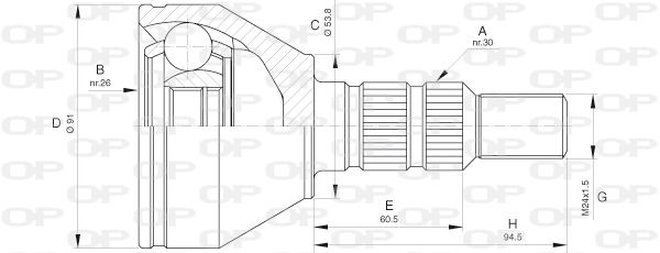 OPEN PARTS Шарнирный комплект, приводной вал CVJ5641.10